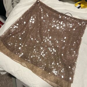Zara Sparkling Sequin Brown Mini Skirt